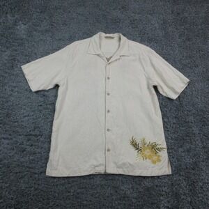 Tommy Bahama Shirt Mens Medium White Camp Hawaiian Pinup Graphic Short Sleeve